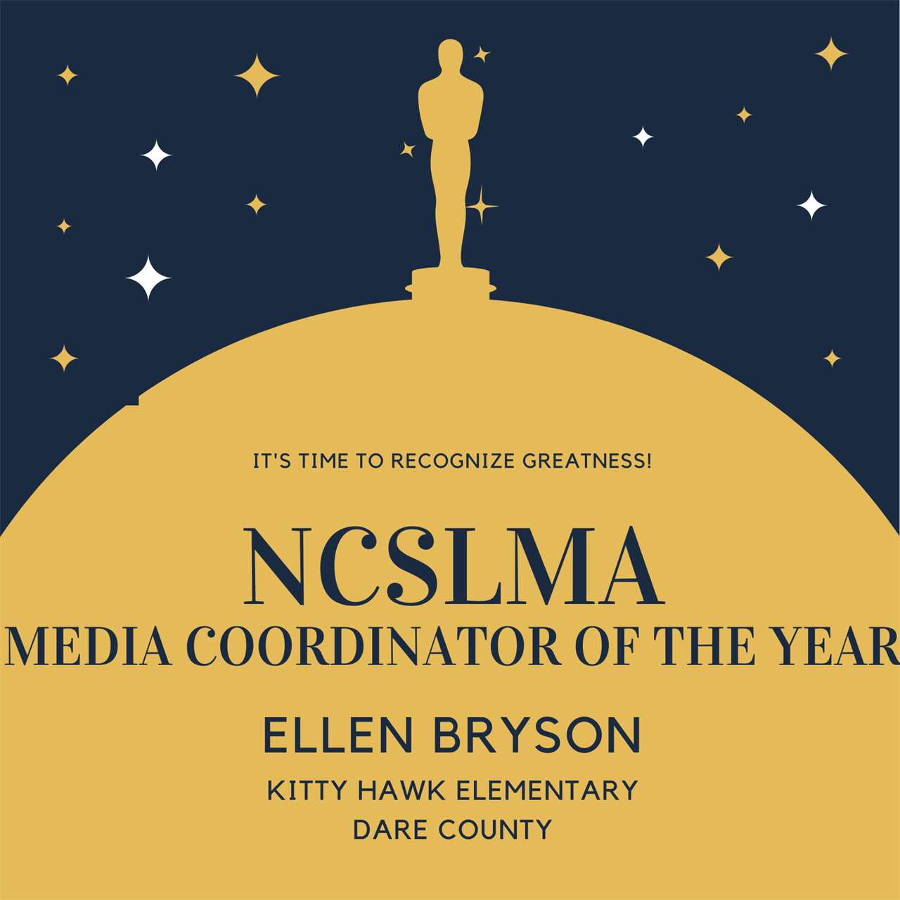 Congratulations to Ellen Bryson at Kitty Hawk Elementary, the NCSLMA 2021-22 Media Coordinator of the Year